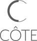 Logo Côté : Élégance et Design Minimaliste Logo stylisé représentant un 'C' incomplet en gris foncé au-dessus du mot 'CÔTE' en lettres capitales fines, évoquant le luxe et la simplicité.