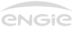 Logo ENGIE : Symbole de l'énergie et de la transformation Logo Engie stylisé en blanc sur fond noir, avec une arche incurvée au-dessus du mot "ENGIE".