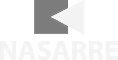 Logo NASARRE : Symbole Géométrique Gris et Blanc Logo de NASARRE, montrant une forme géométrique grise et blanche stylisée, évoquant un angle ou une flèche, au-dessus du nom de l'entreprise en lettres capitales blanches.